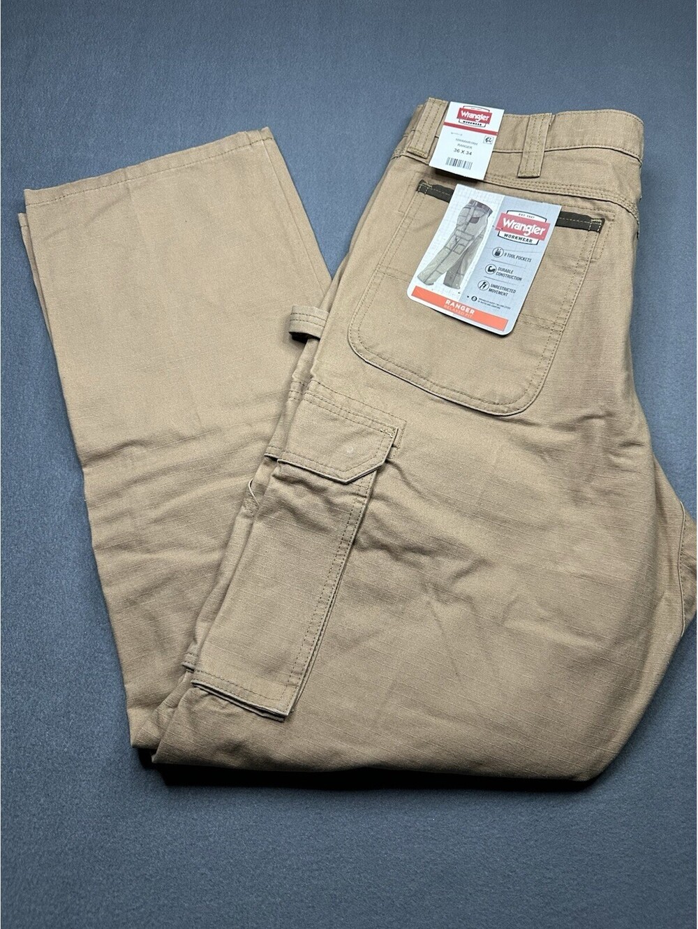 NWT Wrangler Workwear Ranger Cargo Pants Mens 36x34